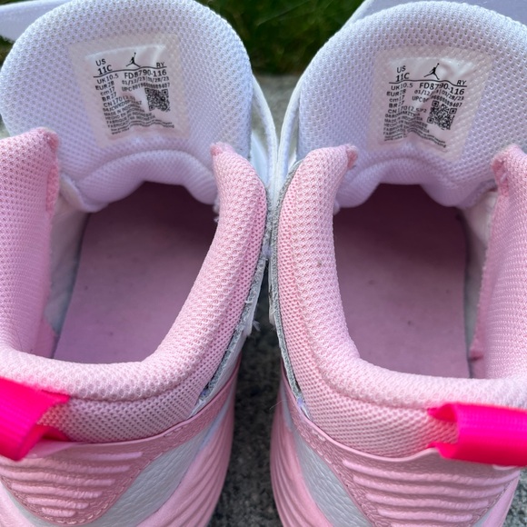 Flight Jordans- white with pink. Kids size 11. - Picture 5 of 5
